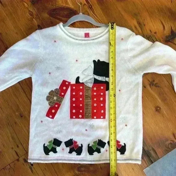Christmas Holiday Dog in Present ugly sweat girls size large 12 - 14 - Picture 6 of 6